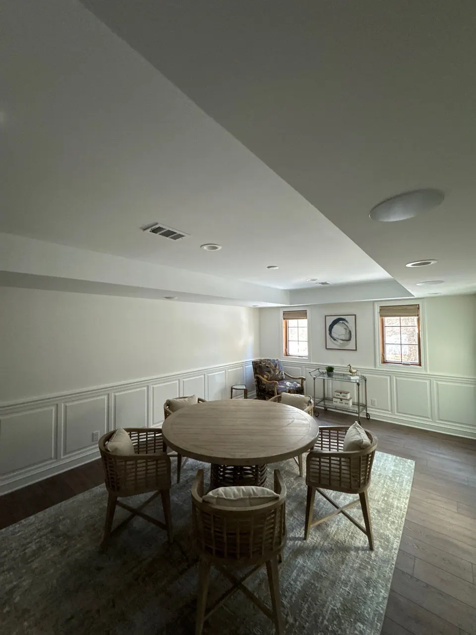 Dining room wainscoting painted white